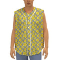 Black Striped Daffodil Pattern Print Sleeveless Baseball Jersey