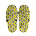 Black Striped Daffodil Pattern Print Slippers