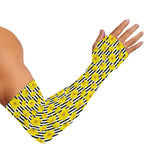 Black Striped Daffodil Pattern Print Sun Protection Arm Sleeves