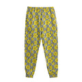 Black Striped Daffodil Pattern Print Sweatpants