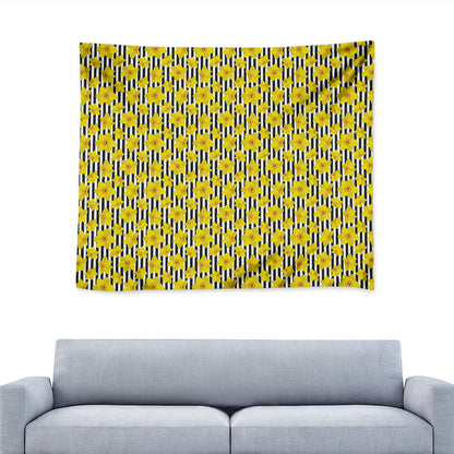 Black Striped Daffodil Pattern Print Tapestry