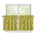 Black Striped Daffodil Pattern Print Tier Curtains