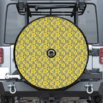 Black Striped Daffodil Pattern Print Tire Cover With Camera Hole