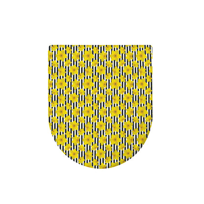Black Striped Daffodil Pattern Print Toilet Lid Cover