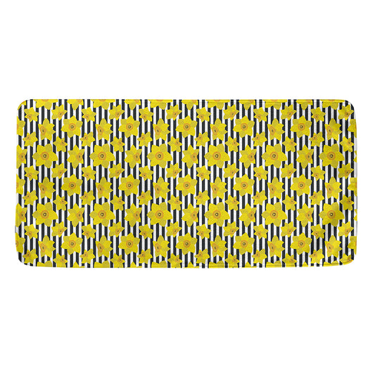 Black Striped Daffodil Pattern Print Towel