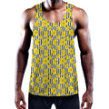 Black Striped Daffodil Pattern Print Men's Workout Tank Top