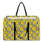 Black Striped Daffodil Pattern Print Utility Tote Bag