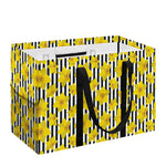 Black Striped Daffodil Pattern Print Utility Tote Bag