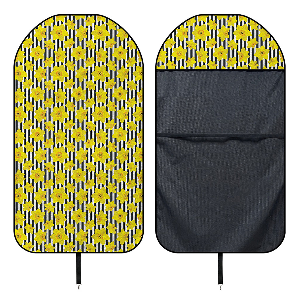 Black Striped Daffodil Pattern Print Waterproof Car Seat Cover