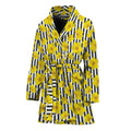Black Striped Daffodil Pattern Print Women's Bathrobe