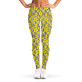 Black Striped Daffodil Pattern Print Women's Leggings