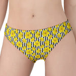 Black Striped Daffodil Pattern Print Women's Panties