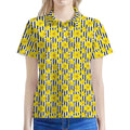 Black Striped Daffodil Pattern Print Women's Polo Shirt