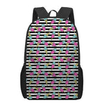 Black Striped Ice Cream Pattern Print 17 Inch Backpack