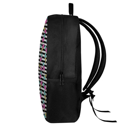 Black Striped Ice Cream Pattern Print 17 Inch Backpack