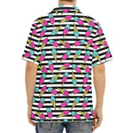 Black Striped Ice Cream Pattern Print Aloha Shirt