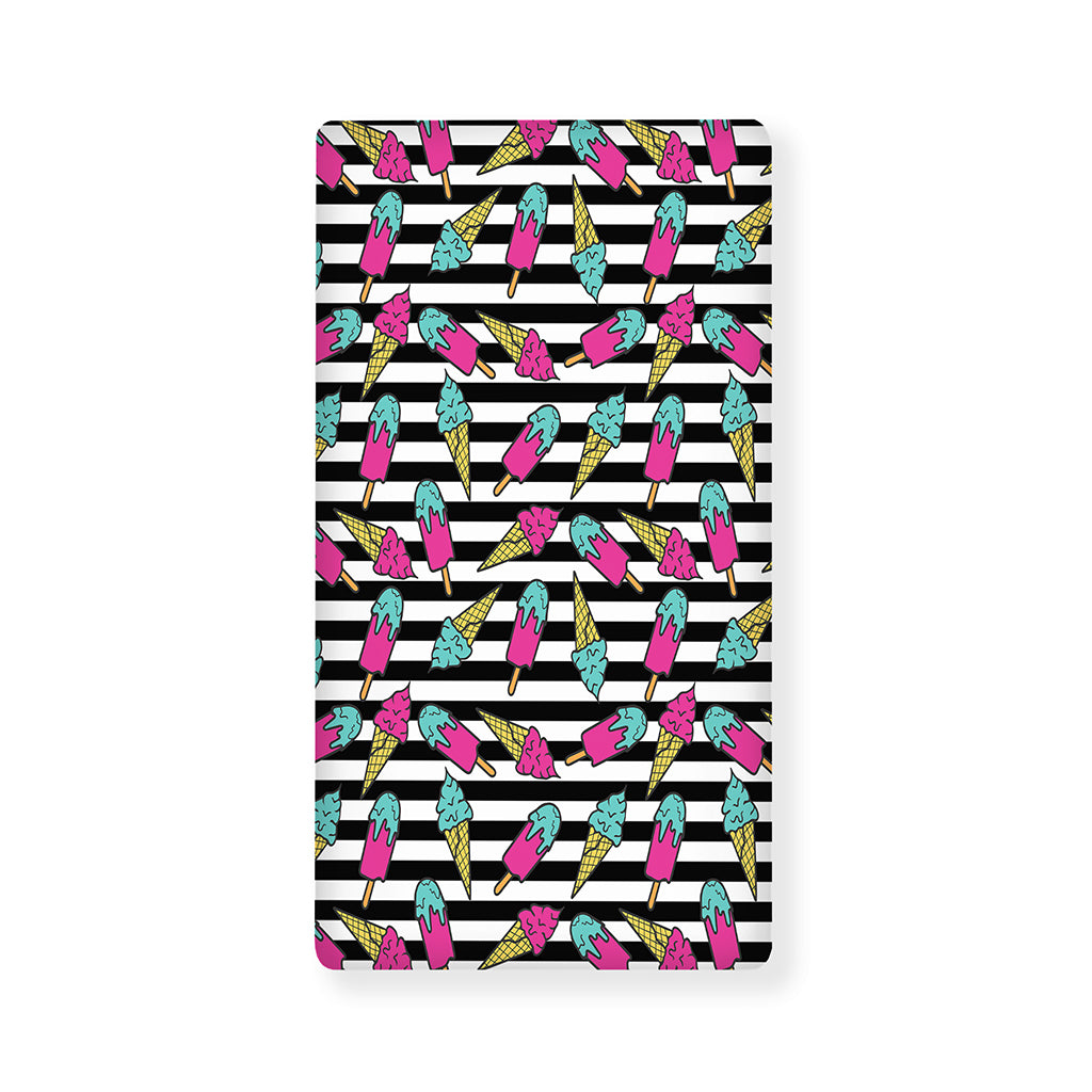 Black Striped Ice Cream Pattern Print Baby Crib Sheet