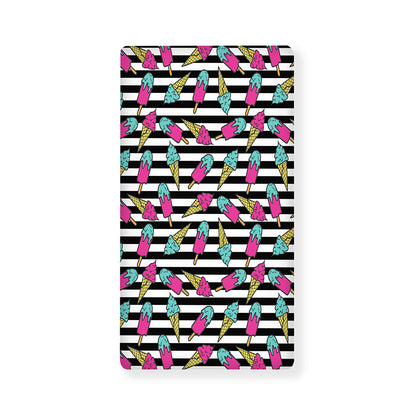 Black Striped Ice Cream Pattern Print Baby Crib Sheet