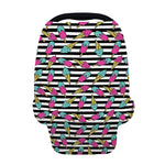 Black Striped Ice Cream Pattern Print Baby Seat Cover