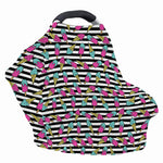 Black Striped Ice Cream Pattern Print Baby Seat Cover