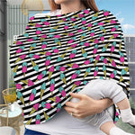 Black Striped Ice Cream Pattern Print Baby Seat Cover