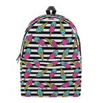 Black Striped Ice Cream Pattern Print Backpack