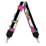 Black Striped Ice Cream Pattern Print Bag Strap