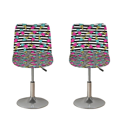 Black Striped Ice Cream Pattern Print Bar Stool Covers