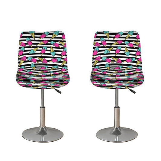 Black Striped Ice Cream Pattern Print Bar Stool Covers