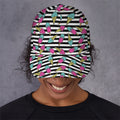 Black Striped Ice Cream Pattern Print Baseball Cap