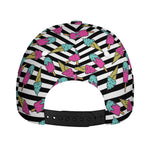 Black Striped Ice Cream Pattern Print Baseball Cap