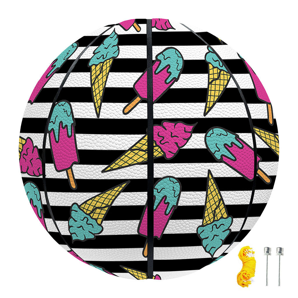 Black Striped Ice Cream Pattern Print Basketball