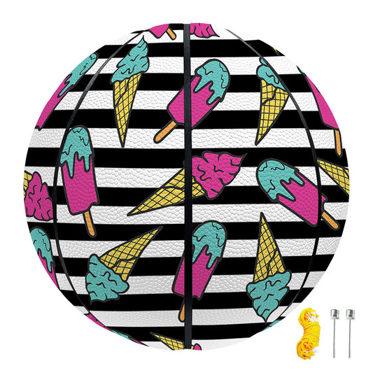 Black Striped Ice Cream Pattern Print Basketball