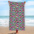 Black Striped Ice Cream Pattern Print Beach Towel