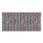 Black Striped Ice Cream Pattern Print Beach Towel