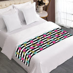 Black Striped Ice Cream Pattern Print Bed Runner