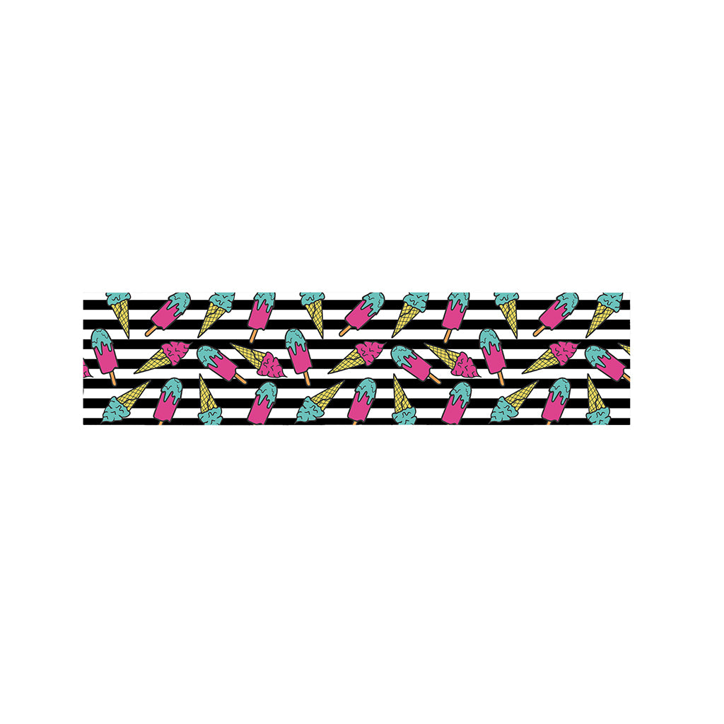 Black Striped Ice Cream Pattern Print Bed Runner