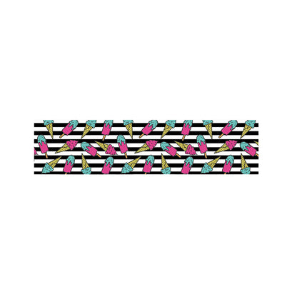 Black Striped Ice Cream Pattern Print Bed Runner