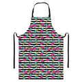 Black Striped Ice Cream Pattern Print Bib Apron With Pocket