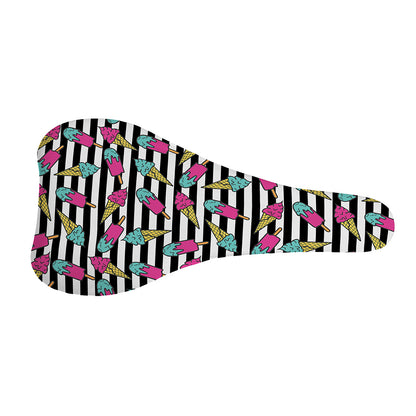 Black Striped Ice Cream Pattern Print Bicycle Seat Cover