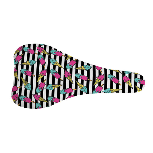 Black Striped Ice Cream Pattern Print Bicycle Seat Cover