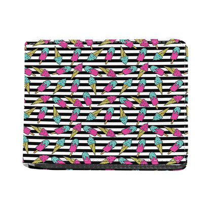 Black Striped Ice Cream Pattern Print Bifold Wallet
