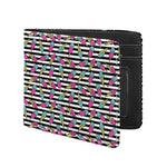 Black Striped Ice Cream Pattern Print Bifold Wallet