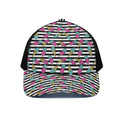 Black Striped Ice Cream Pattern Print Black Mesh Trucker Hat