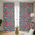 Black Striped Ice Cream Pattern Print Dimout Pencil Pleat Curtains