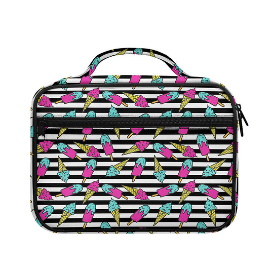 Black Striped Ice Cream Pattern Print Briefcase Bible Bag