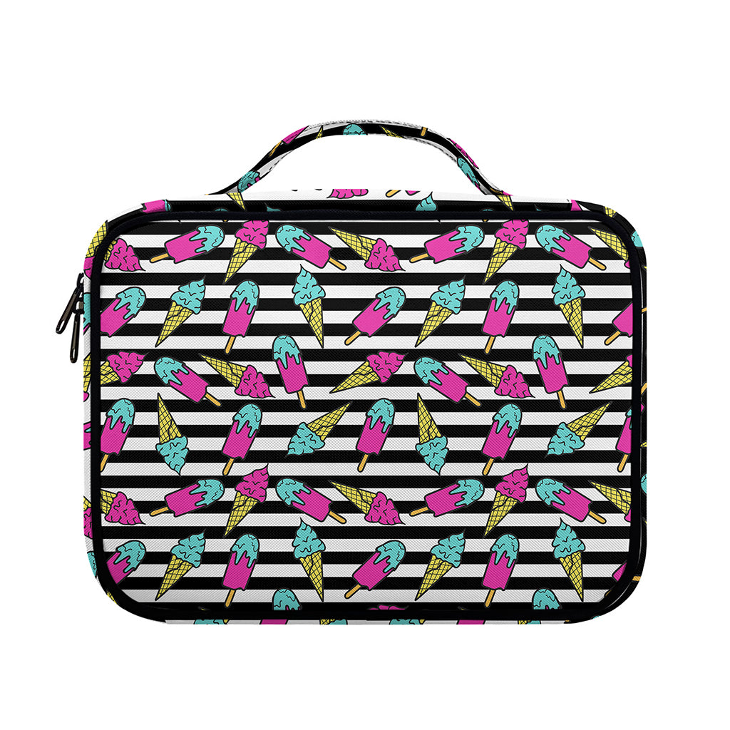 Black Striped Ice Cream Pattern Print Briefcase Bible Bag