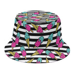 Black Striped Ice Cream Pattern Print Bucket Hat