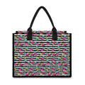 Black Striped Ice Cream Pattern Print Canvas Tote Bag