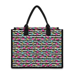 Black Striped Ice Cream Pattern Print Canvas Tote Bag